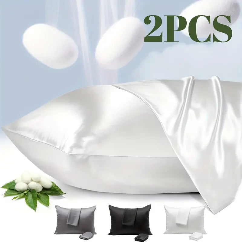 2 Pcs 100% Mulberry Silk Pillowcases, Silky Smooth Silk Pillow Cases With Hidden Zipper For Hair And Skin