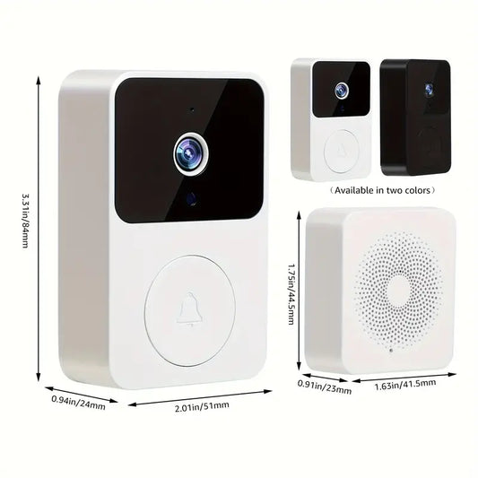 Smart Doorbell Camera with HD Video &amp; Enhanced Night Vision – Voice-Changing Security System with WiFi Visual Doorbell, Two-Way Intercom, Rechargeable Battery for 24/7 Home Security