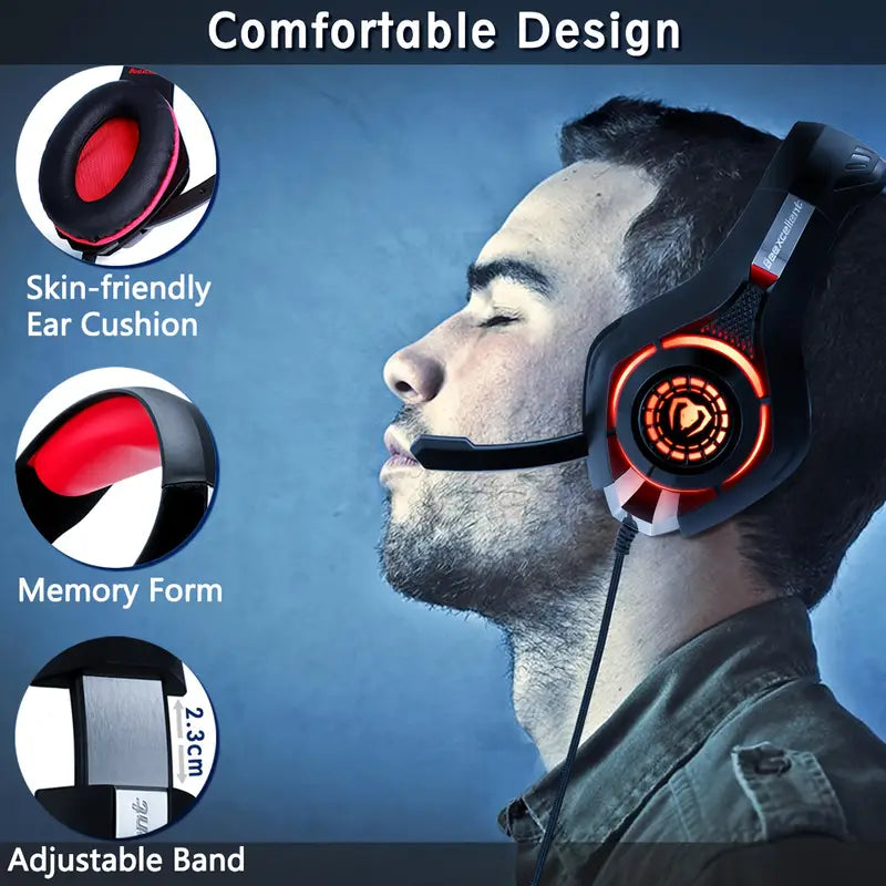 QuantumX Gaming Headset - Crystal-Clear Noise Canceling Mic, Immersive Deep Bass Stereo Sound - Perfect for PS4, PS5, Xbox One, Switch, PC