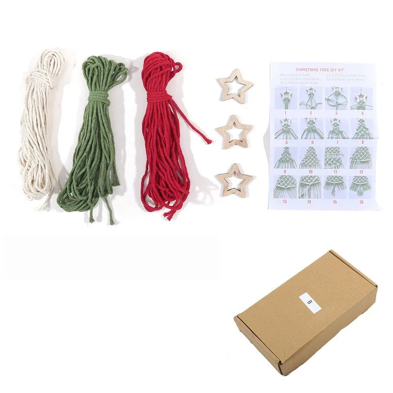 3PCS DIY Macrame Christmas Tree Craft Kit – Perfect Holiday Gift for Family & Friends