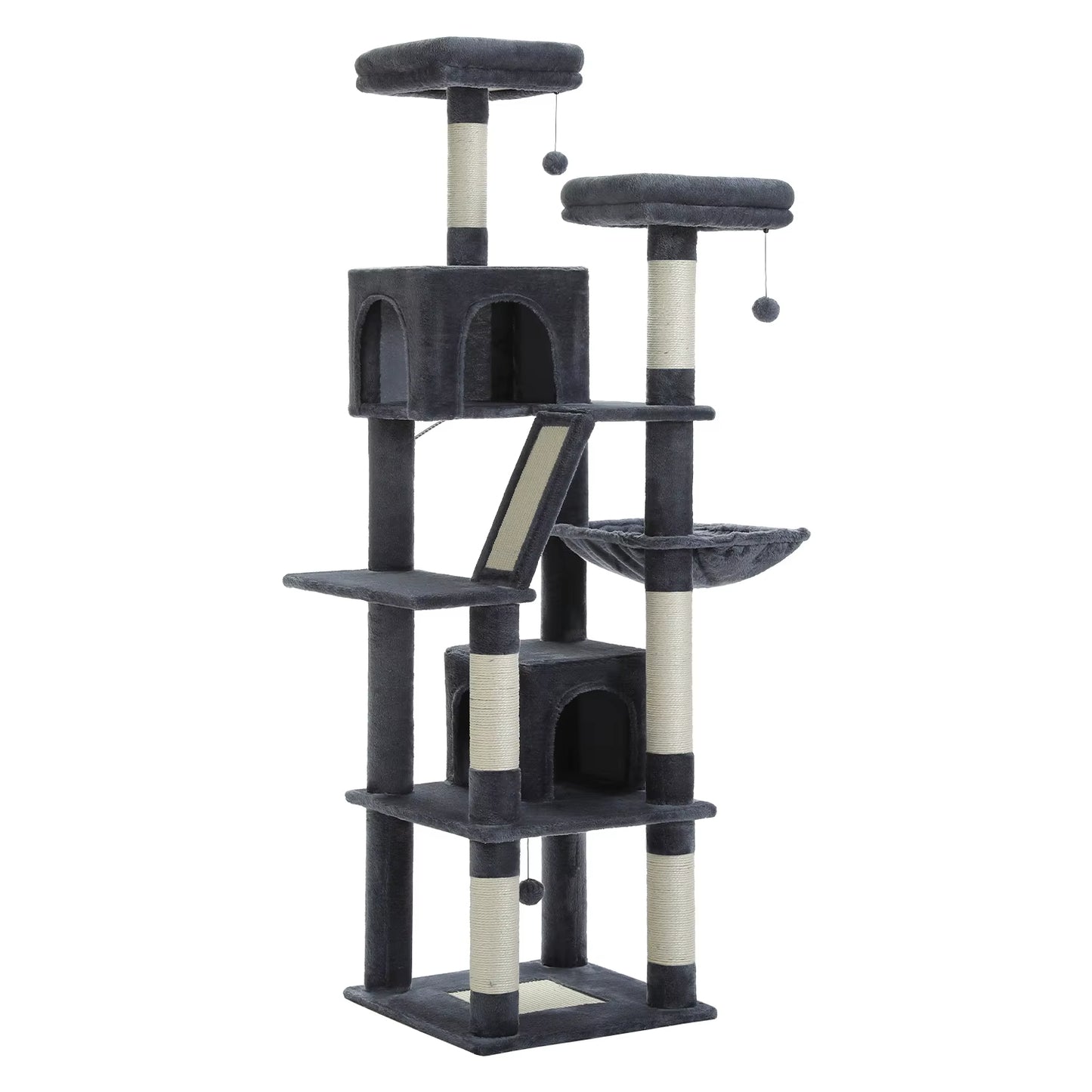 Large Multi-Level Cat Tree Tower for Indoor Cats - Plush Cat Condo with Scratching Posts, Boards, Perches, and Cozy Caves