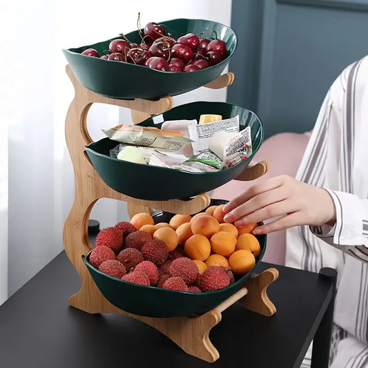 1pc, Natural Wood, 2/3-Tier Scandinavian Luxury Style Fruit Stand