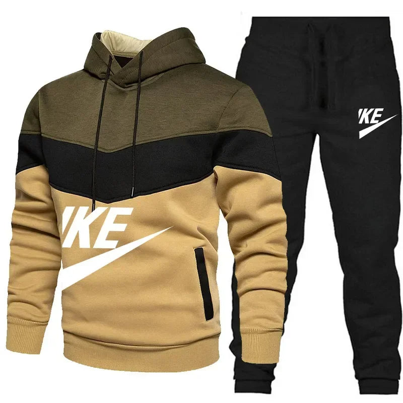 2024 New Men Autumn Winter Sets Zipper Hoodie Pants Pieces Casual Tracksuit Male Sportswear Brand Clothing Sweatsuit