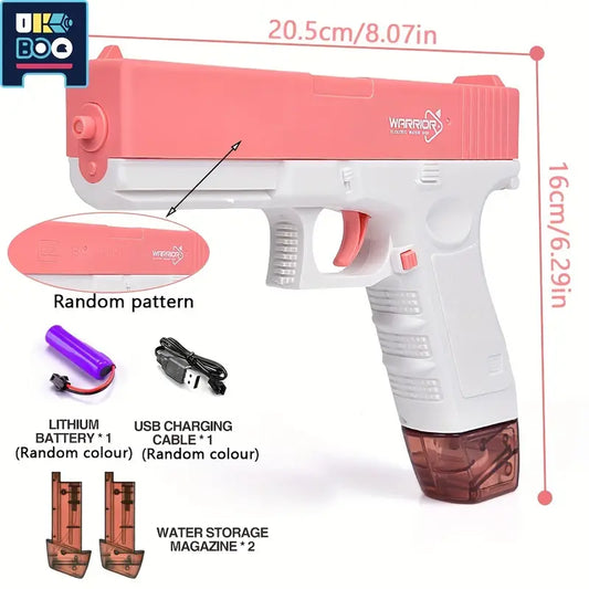 Rechargeable USB Electric Water Gun - 500mAh Battery, BPA-Free Safe ABS Plastic, Dual Magazine, Perfect for Adults, Pool & Beach Fun