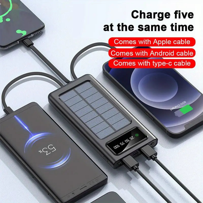 2023 Super 10000mAh Solar Power Bank – 4 USB Portable Charger for All Your Devices