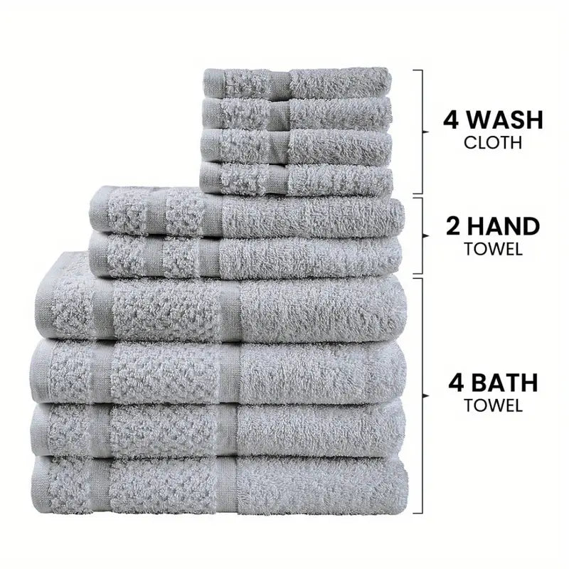 Premium 10-Piece Grey Towel Set - Ultra-Soft, Durable, and Luxuriously Absorbent