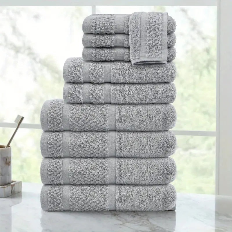 Premium 10-Piece Grey Towel Set - Ultra-Soft, Durable, and Luxuriously Absorbent