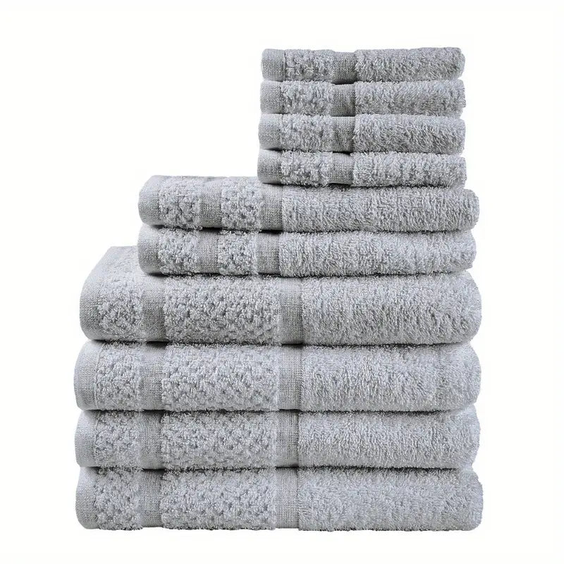 Premium 10-Piece Grey Towel Set - Ultra-Soft, Durable, and Luxuriously Absorbent