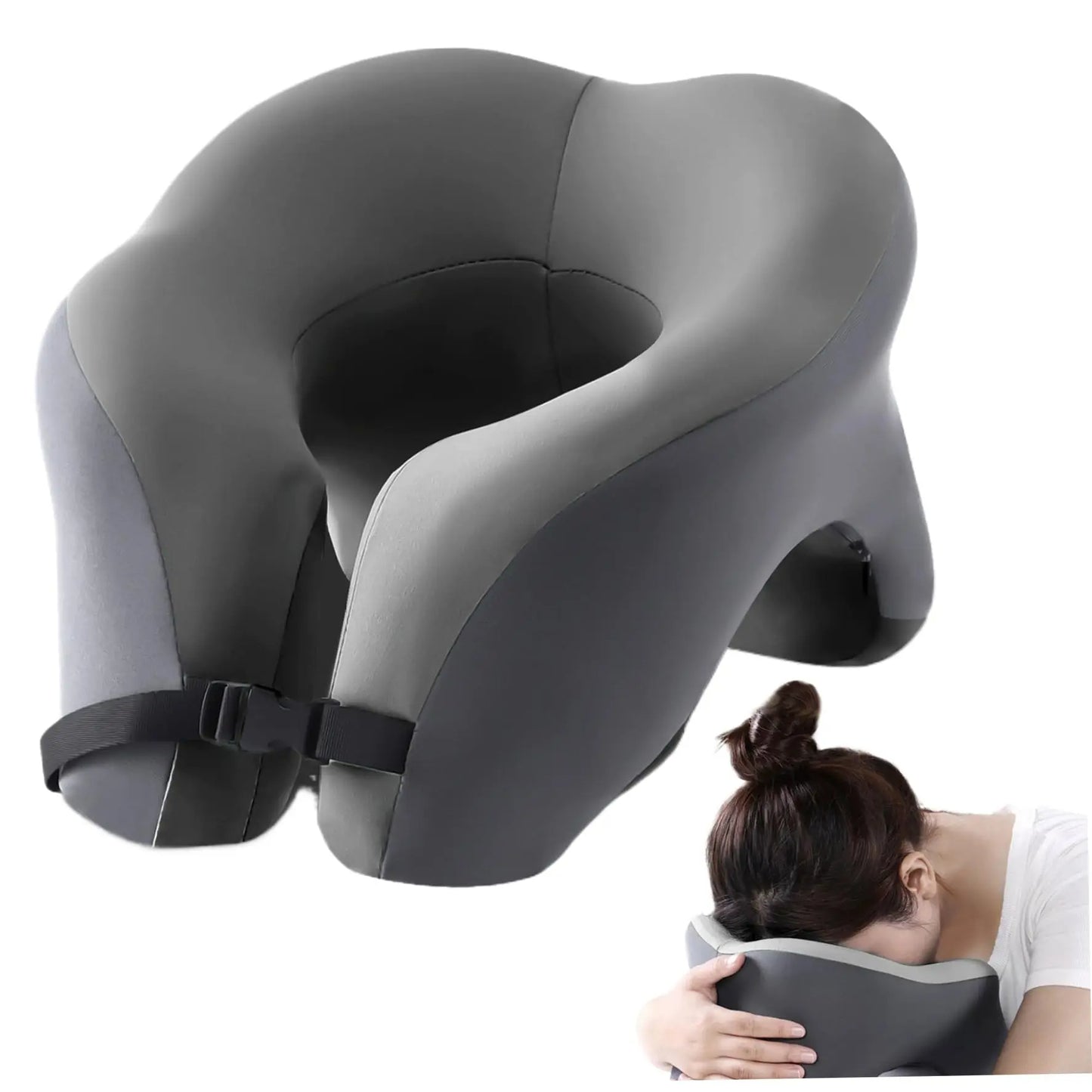 2-in-1 Travel Pillow | Face-Down Cooling Gel Memory Foam Pillow for Desk Naps & Travel Comfort