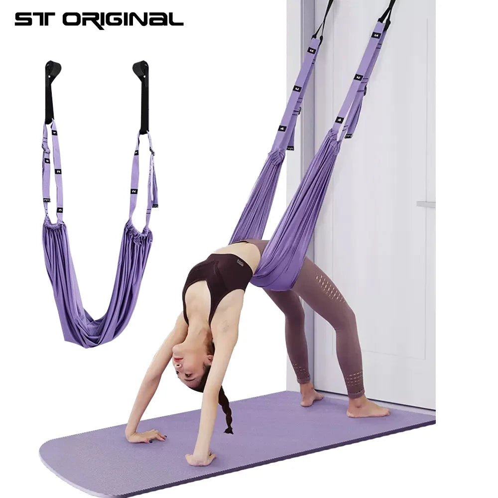 Aerial Yoga Strap Pull Rope Hammock – Leg Splits Stretch Trainer for Women | Inversion & Flexibility Swing for Home Gym