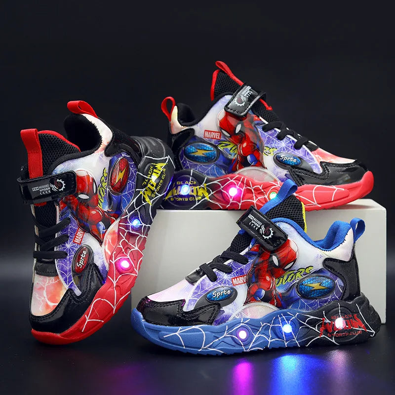 Spider-Man LED Kids Sneakers – Light-Up Cartoon Shoes for Boys