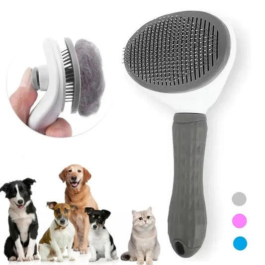 Self-Cleaning Pet Hair Remover Brush for Dogs & Cats – Grooming Tool for Easy Dematting and Shedding Control