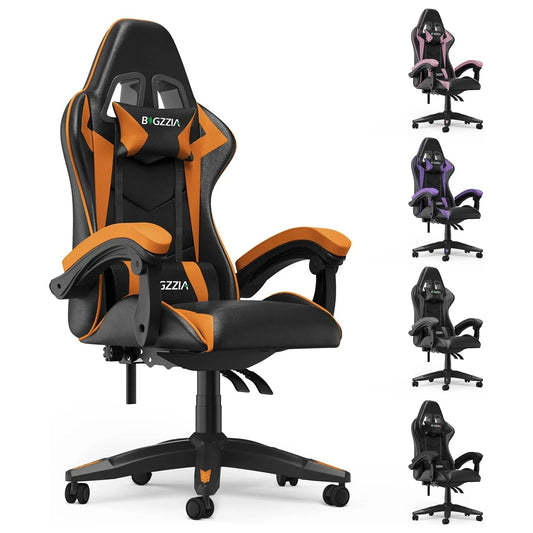 Gaming Office Ergonomic PU Leather Computer Desk with Headrest and Lumbar Support Game Chairs Racing Chair