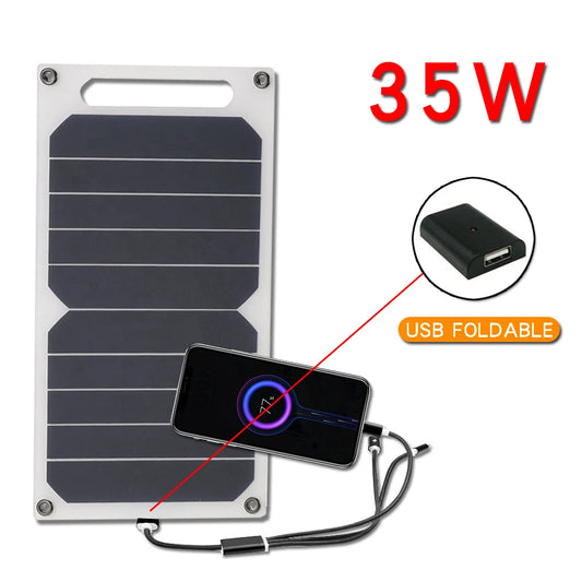 35W Solar Panel with USB – Waterproof Portable Charger for Outdoor Adventures