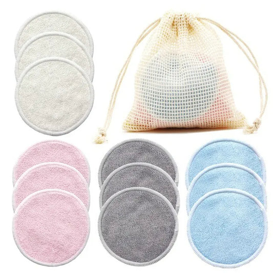 12PC Reusable Cotton Makeup Remover Pads – Washable Round Bamboo Cloth for Skin Care, Nursing, & Skin Cleaning