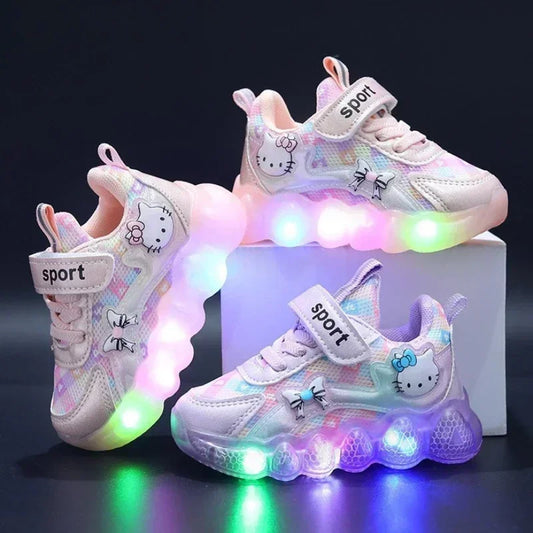 Adorable Hello Kitty LED Light-Up Baby Girl Sneakers | Anti-Slip Toddler Walking Shoes