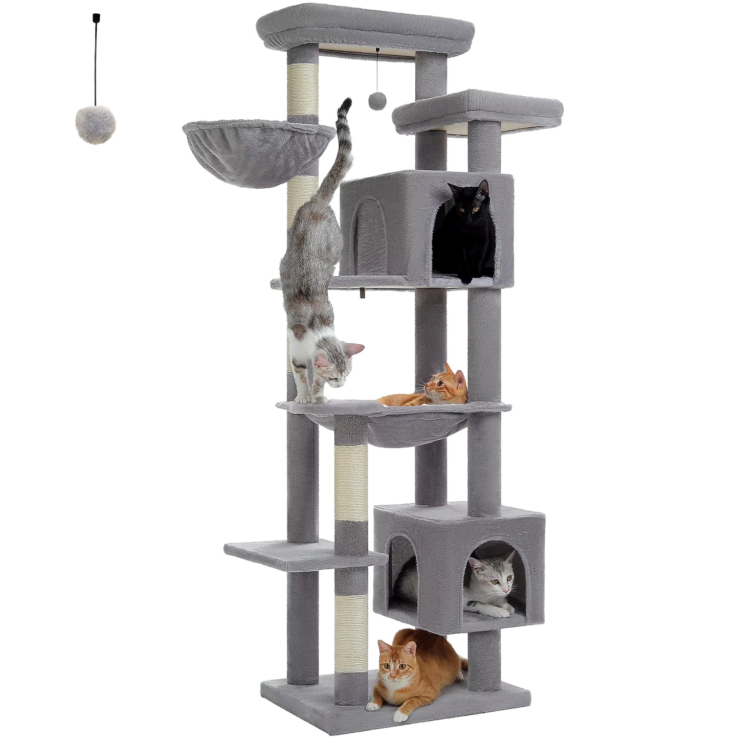 Large Multi-Level Cat Tree Tower for Indoor Cats - Plush Cat Condo with Scratching Posts, Boards, Perches, and Cozy Caves