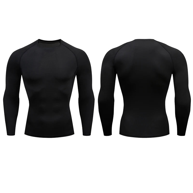 Men’s Compression Long Sleeve Running T-Shirt | Dry Fit Tight Gym & Training Sportswear