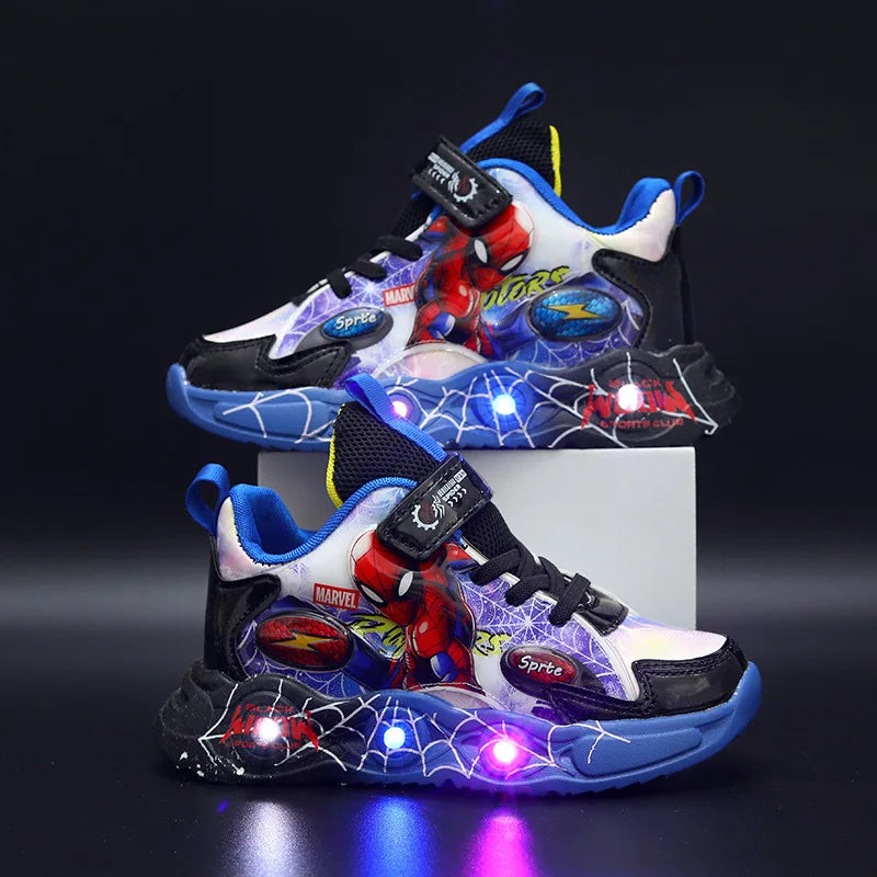 Spider-Man LED Kids Sneakers – Light-Up Cartoon Shoes for Boys