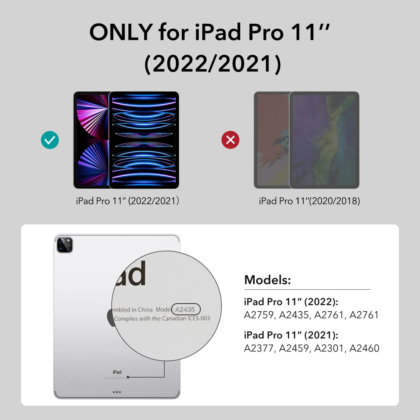 iPad Pro 12.9" & 11" Case (2022/2021/2020/2018) - Removable Magnetic Protective Cover