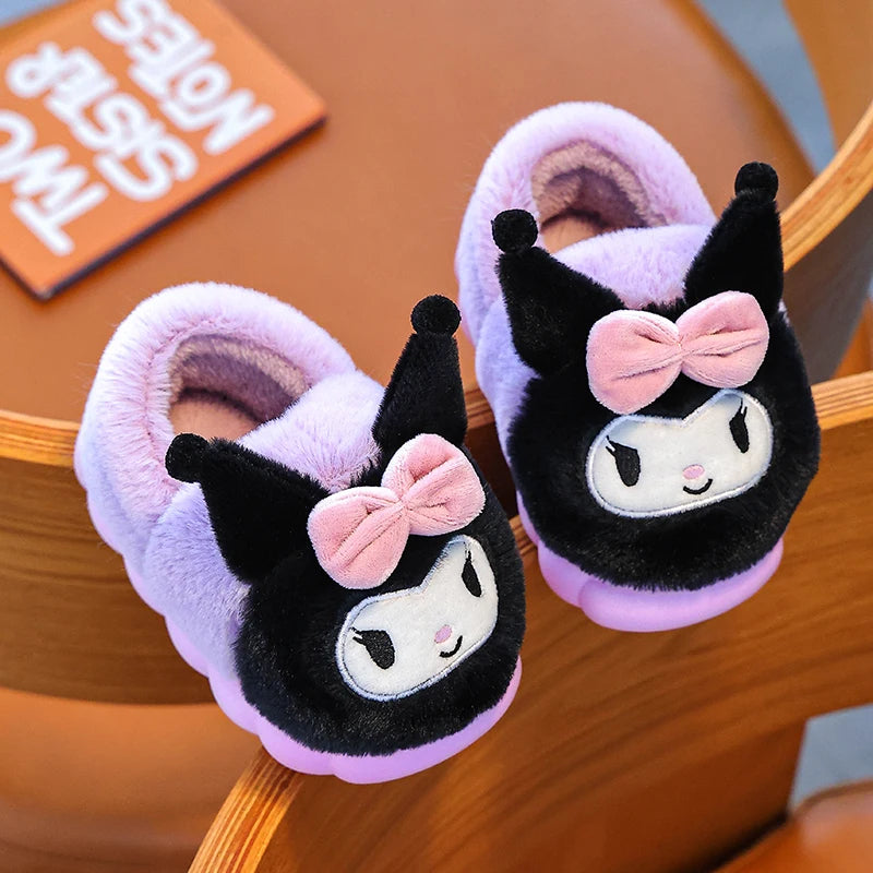 Fluffy Winter Cartoon Kids' Slippers – Non-Slip, Soft, Warm Indoor Shoes for Boys & Girls