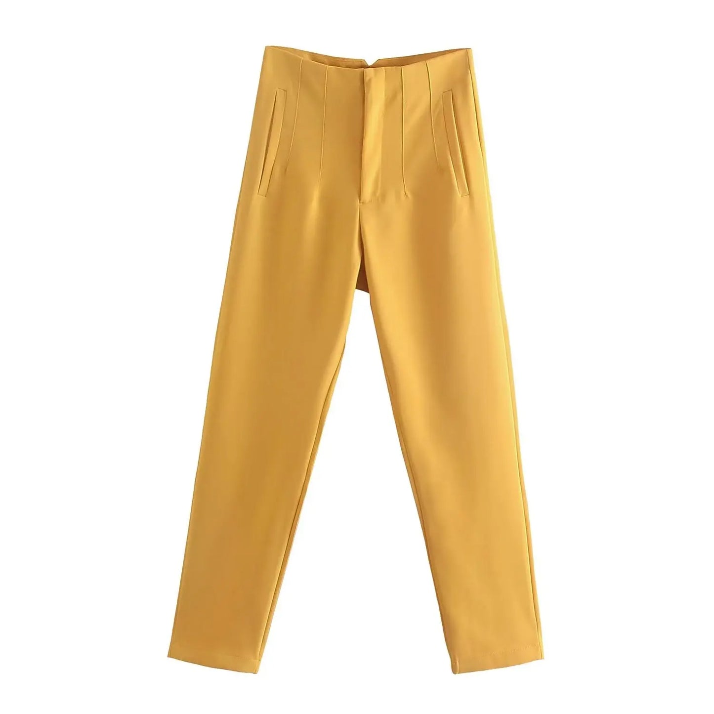 Chic High-Waist Vintage Women’s Straight Pants | Stylish Full-Length Trousers