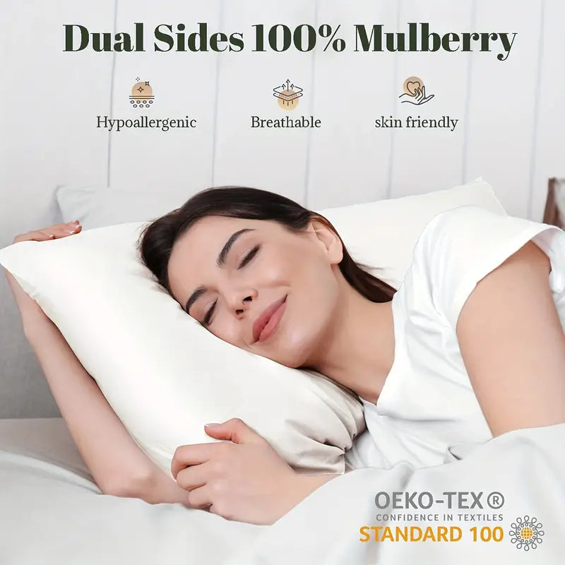 2 Pcs 100% Mulberry Silk Pillowcases, Silky Smooth Silk Pillow Cases With Hidden Zipper For Hair And Skin