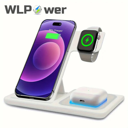 3-in-1 Fast Wireless Charger, Foldable Charging Station for iPhone, Apple Watch & AirPods – Ultimate Multi-Device Charging Solution