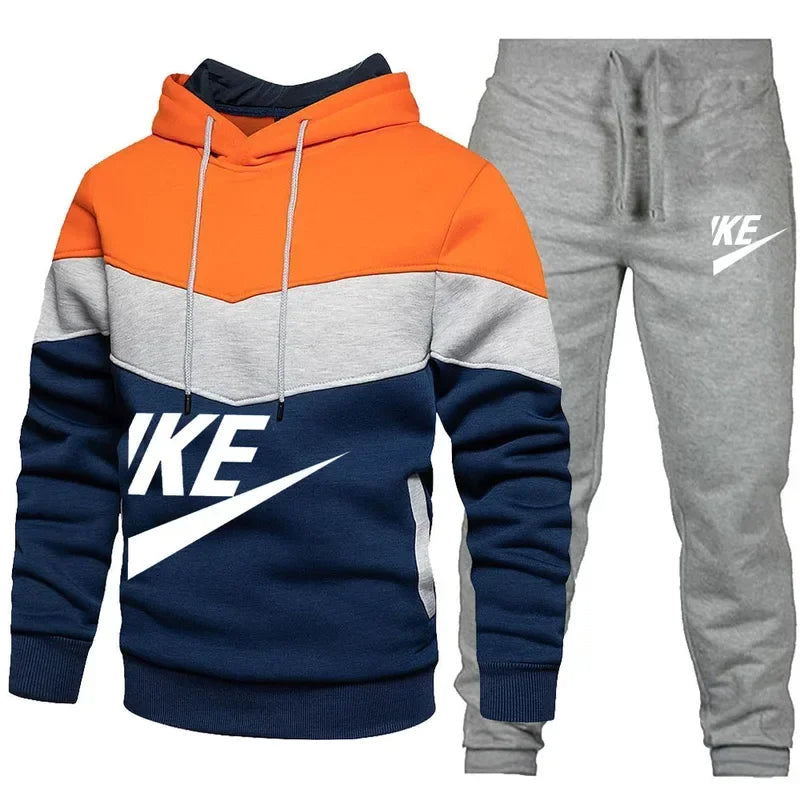 2024 New Men Autumn Winter Sets Zipper Hoodie Pants Pieces Casual Tracksuit Male Sportswear Brand Clothing Sweatsuit