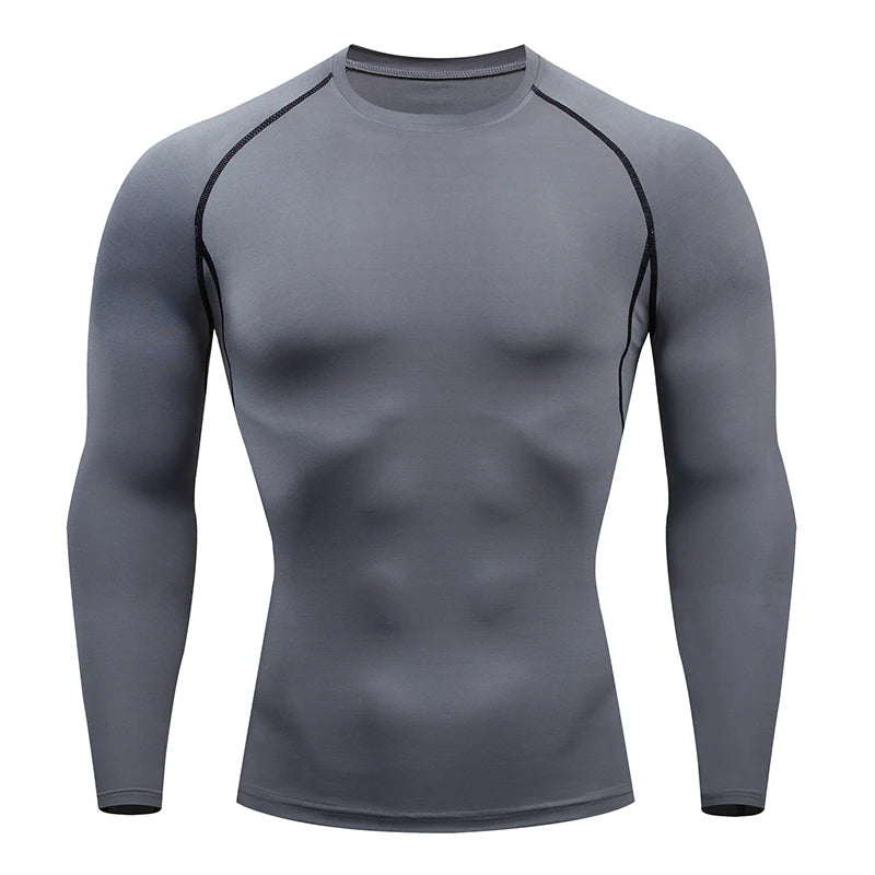 Men’s Compression Long Sleeve Running T-Shirt | Dry Fit Tight Gym & Training Sportswear