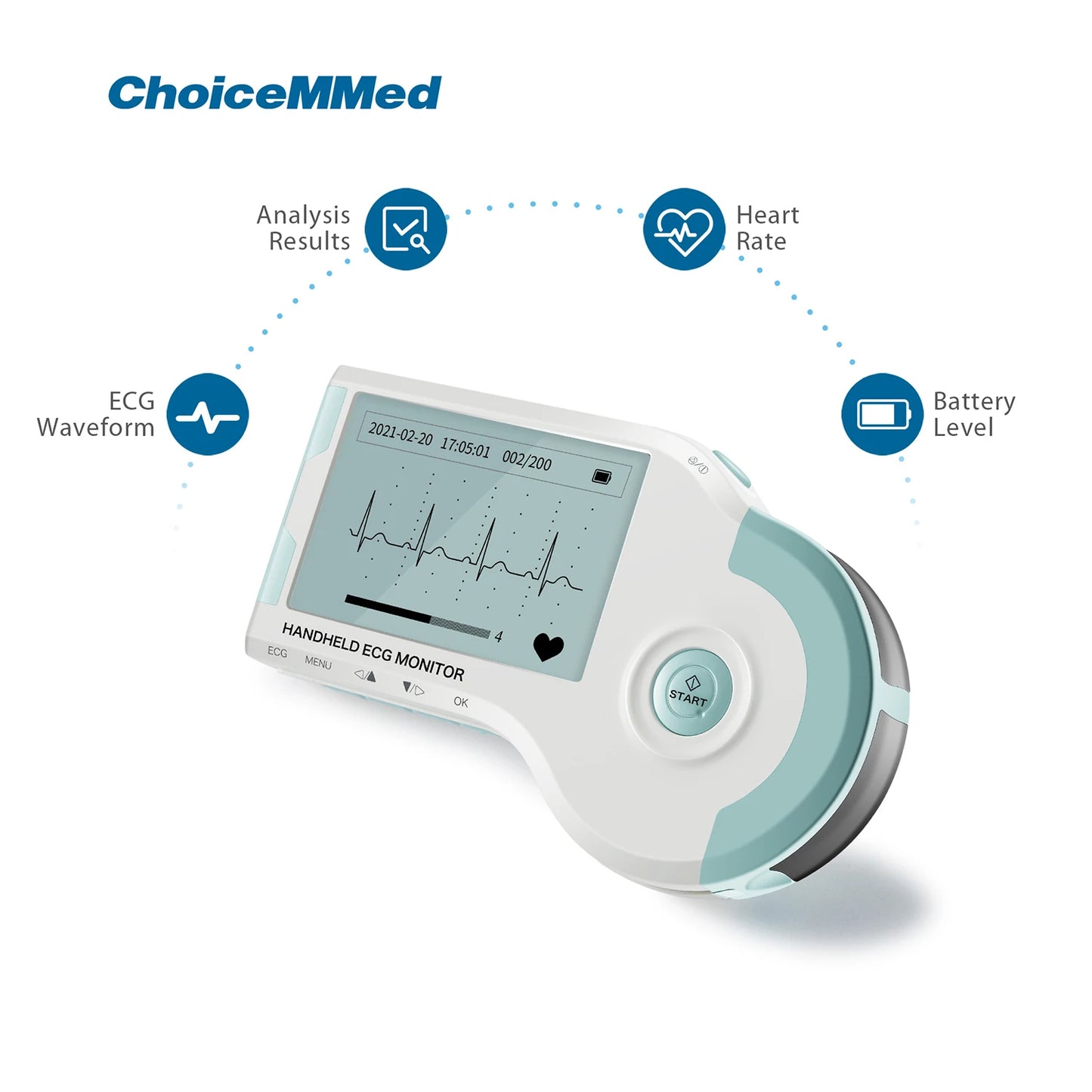 ChoiceMMed Handheld ECG Monitor – Real-time Heart Rate and EKG Monitoring with Continuous Electrocardiogram Measurement