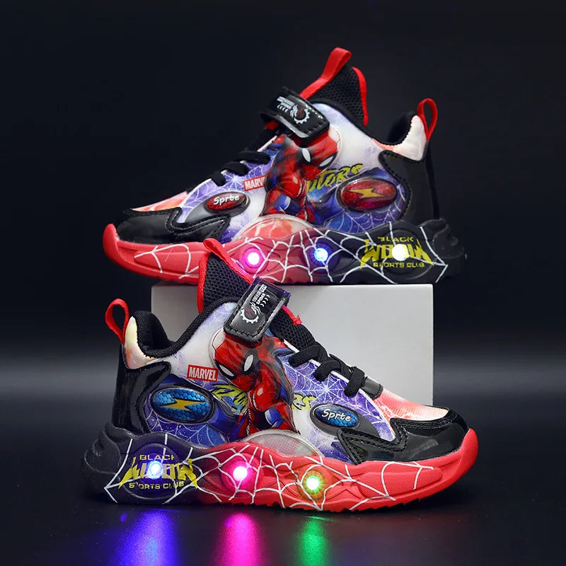 Spider-Man LED Kids Sneakers – Light-Up Cartoon Shoes for Boys