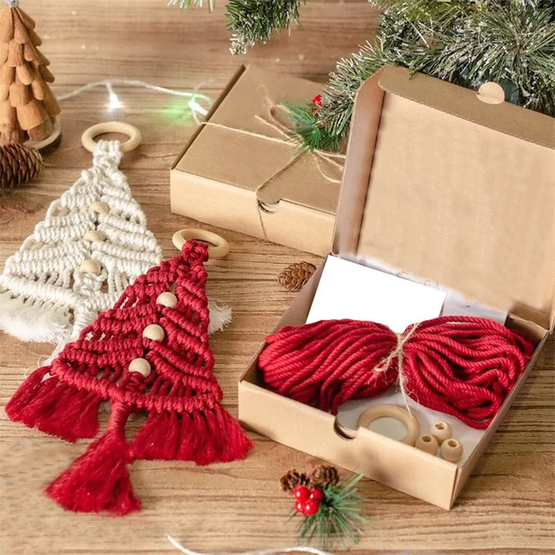 3PCS DIY Macrame Christmas Tree Craft Kit – Perfect Holiday Gift for Family & Friends