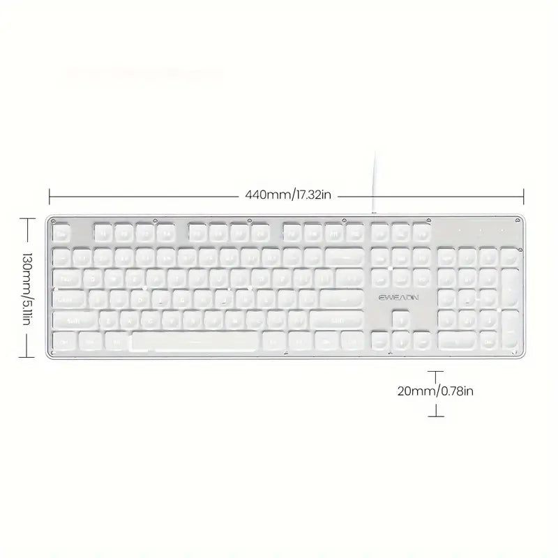 EWEADN 104-Key Full Size Wired Silent Keyboard – LED Backlit All-Metal Panel Gaming Keyboard with Ergonomic Design