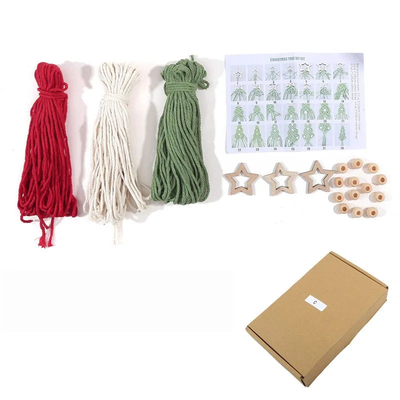 3PCS DIY Macrame Christmas Tree Craft Kit – Perfect Holiday Gift for Family & Friends