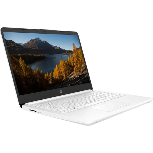 HP Portable Laptop, Student and Business, 14" HD Display, Intel Quad-Core N4120, 4GB DDR4 RAM, 64GB eMMC, 1 Year Office 365, Webcam, SD Card Reader, Wi-Fi, Windows 11 Home, White