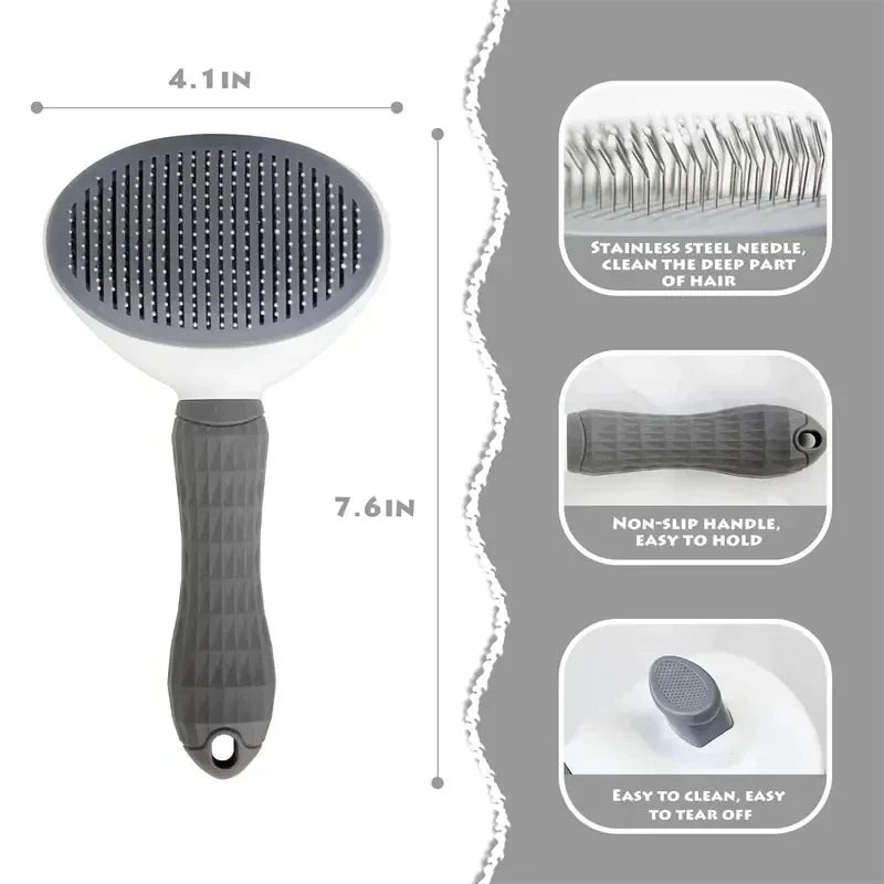 Self-Cleaning Pet Hair Remover Brush for Dogs & Cats – Grooming Tool for Easy Dematting and Shedding Control