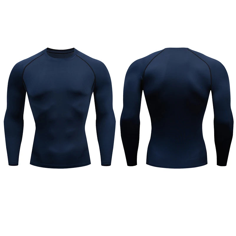 Men’s Compression Long Sleeve Running T-Shirt | Dry Fit Tight Gym & Training Sportswear