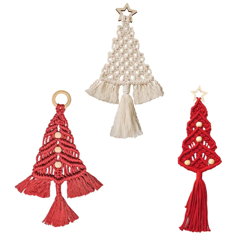 3PCS DIY Macrame Christmas Tree Craft Kit – Perfect Holiday Gift for Family & Friends