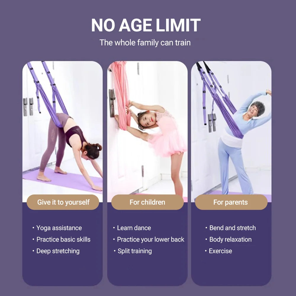 Aerial Yoga Strap Pull Rope Hammock – Leg Splits Stretch Trainer for Women | Inversion & Flexibility Swing for Home Gym