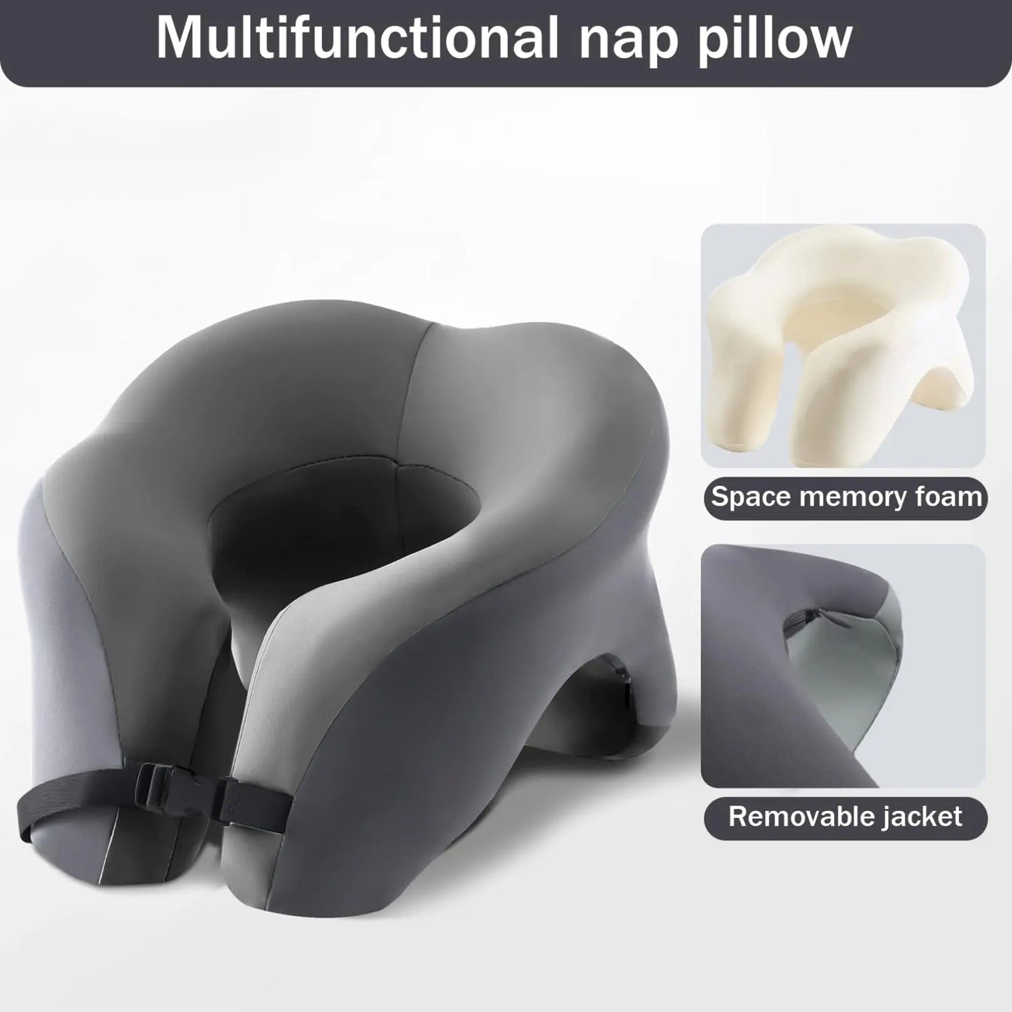 2-in-1 Travel Pillow | Face-Down Cooling Gel Memory Foam Pillow for Desk Naps & Travel Comfort