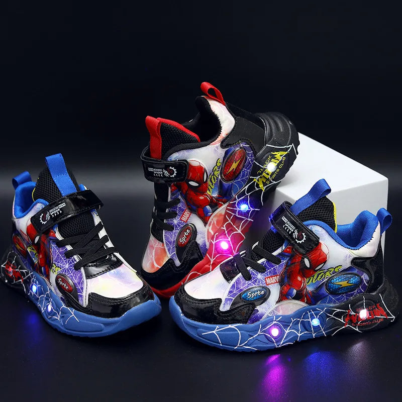 Spider-Man LED Kids Sneakers – Light-Up Cartoon Shoes for Boys