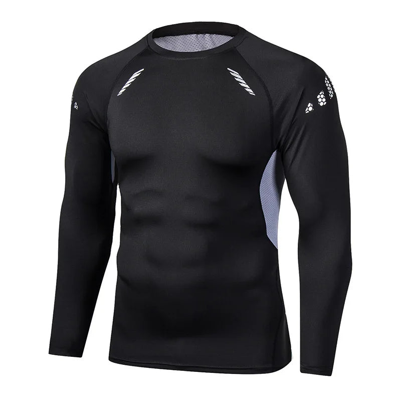 Men’s Compression Long Sleeve Running T-Shirt | Dry Fit Tight Gym & Training Sportswear