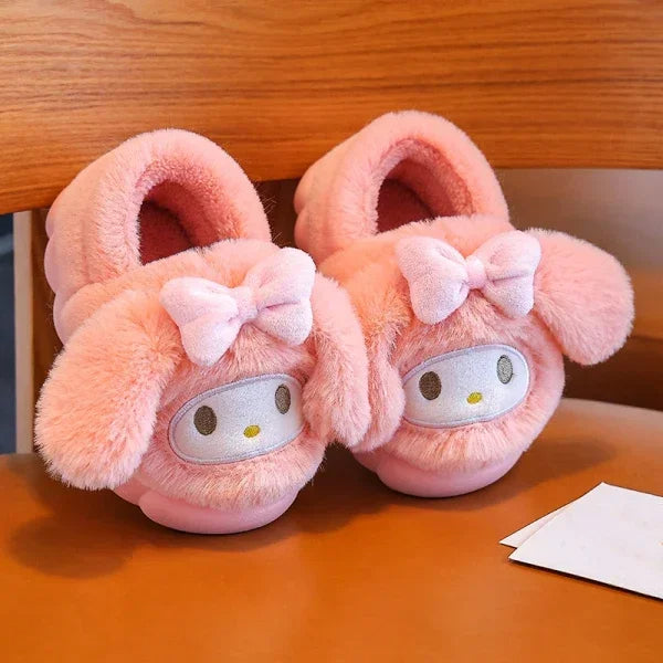 Fluffy Winter Cartoon Kids' Slippers – Non-Slip, Soft, Warm Indoor Shoes for Boys & Girls