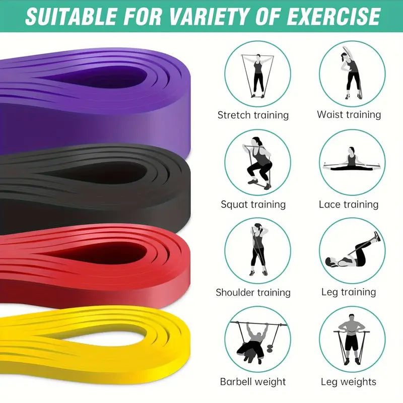 4pcs TPE Resistance Bands Set - Stackable Medium Tension Exercise Bands for Fitness, Strength Training, and Muscle Toning