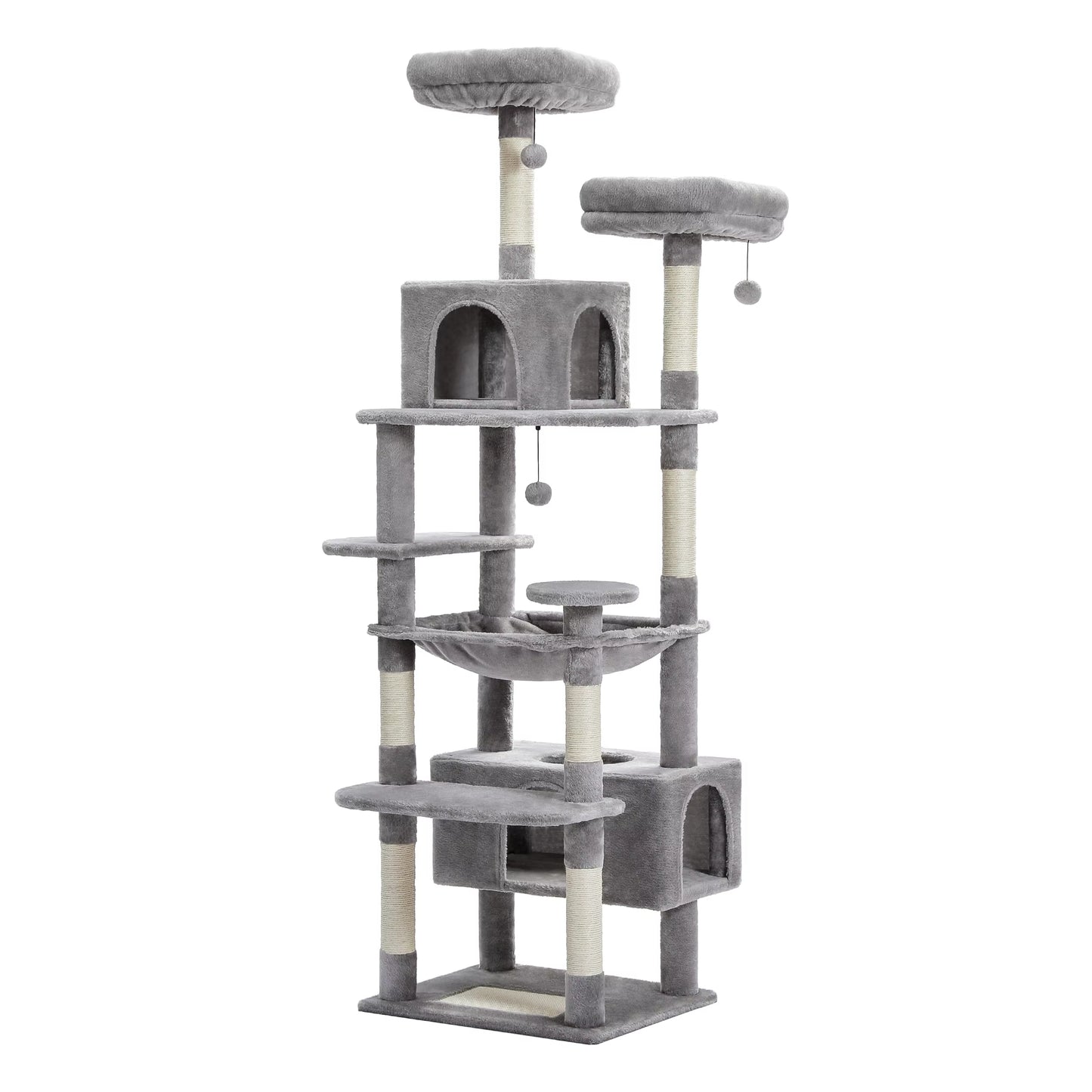 Large Multi-Level Cat Tree Tower for Indoor Cats - Plush Cat Condo with Scratching Posts, Boards, Perches, and Cozy Caves