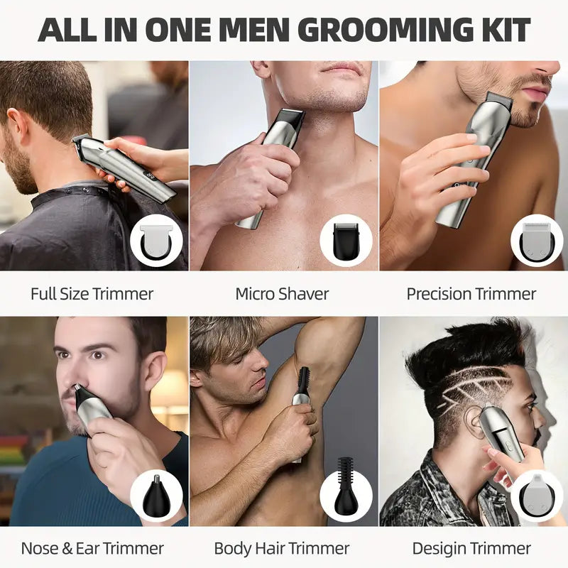 11-in-1 Men's Grooming Kit - All-in-One Electric Trimmer for Beard, Hair, Mustache, Nose, Ear, and Body - Perfect Gifts for Men