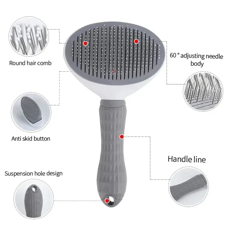 Self-Cleaning Pet Hair Remover Brush for Dogs & Cats – Grooming Tool for Easy Dematting and Shedding Control