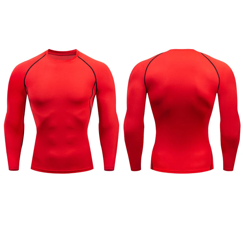 Men’s Compression Long Sleeve Running T-Shirt | Dry Fit Tight Gym & Training Sportswear