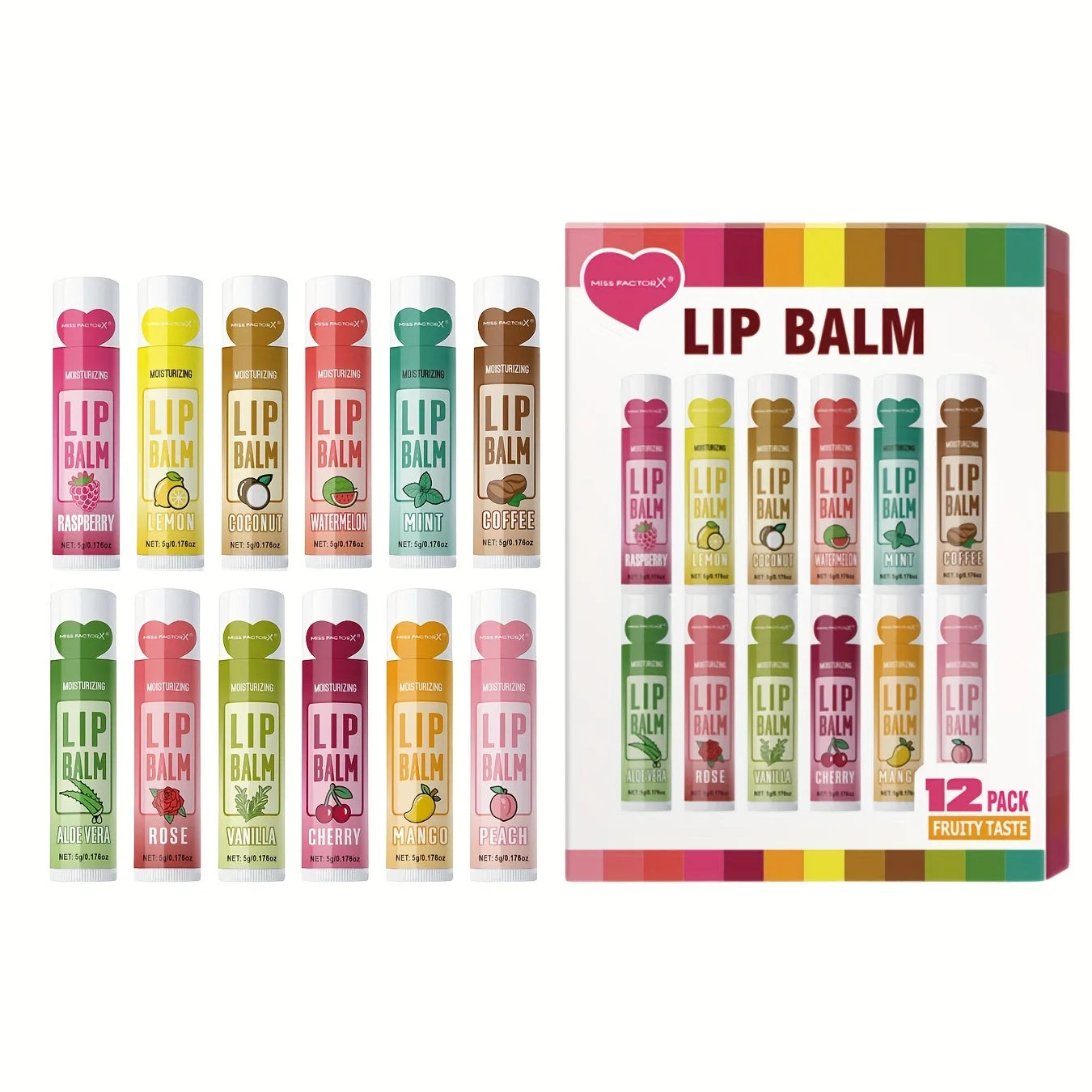 12 PCS Deep Moisturizing Lip Balm Set – Hydrating, Long-Lasting, and Exfoliating for Soft, Smooth Lips